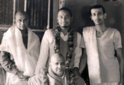 Swami Venkatesananda with the Master and Swami Chidananda & Swami Krishnananda 