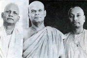 With Dharmmananda Thera and Swami Pranavananda